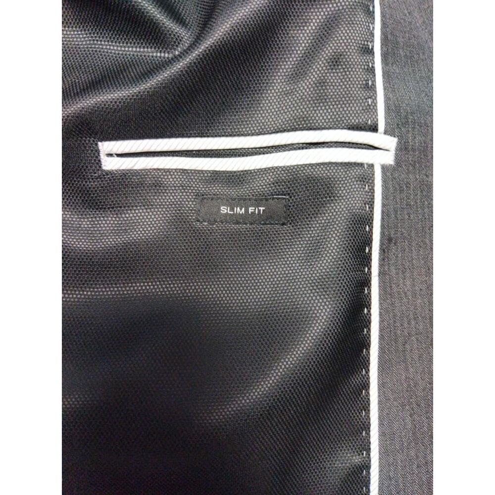 Awareness Kenneth Cole Mens 44L Gray Stripe Sports Coat 2 Button Duel Vent - Picture 6 of 15